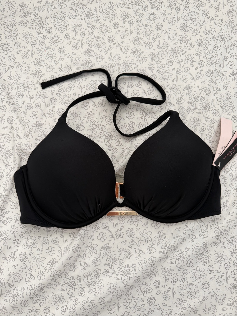 Victoria's Secret Black Bandeau Halter Push-Up Top